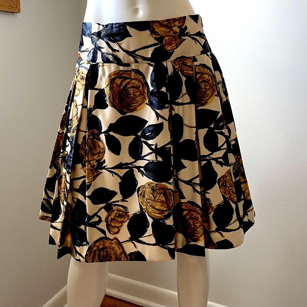 MILLY Silk Flowered Skirt